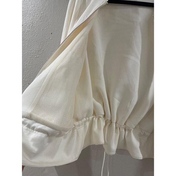 Laura Bomber Jacket with elegant rose gold-tone zippers drawstring hem size M - Picture 10 of 10